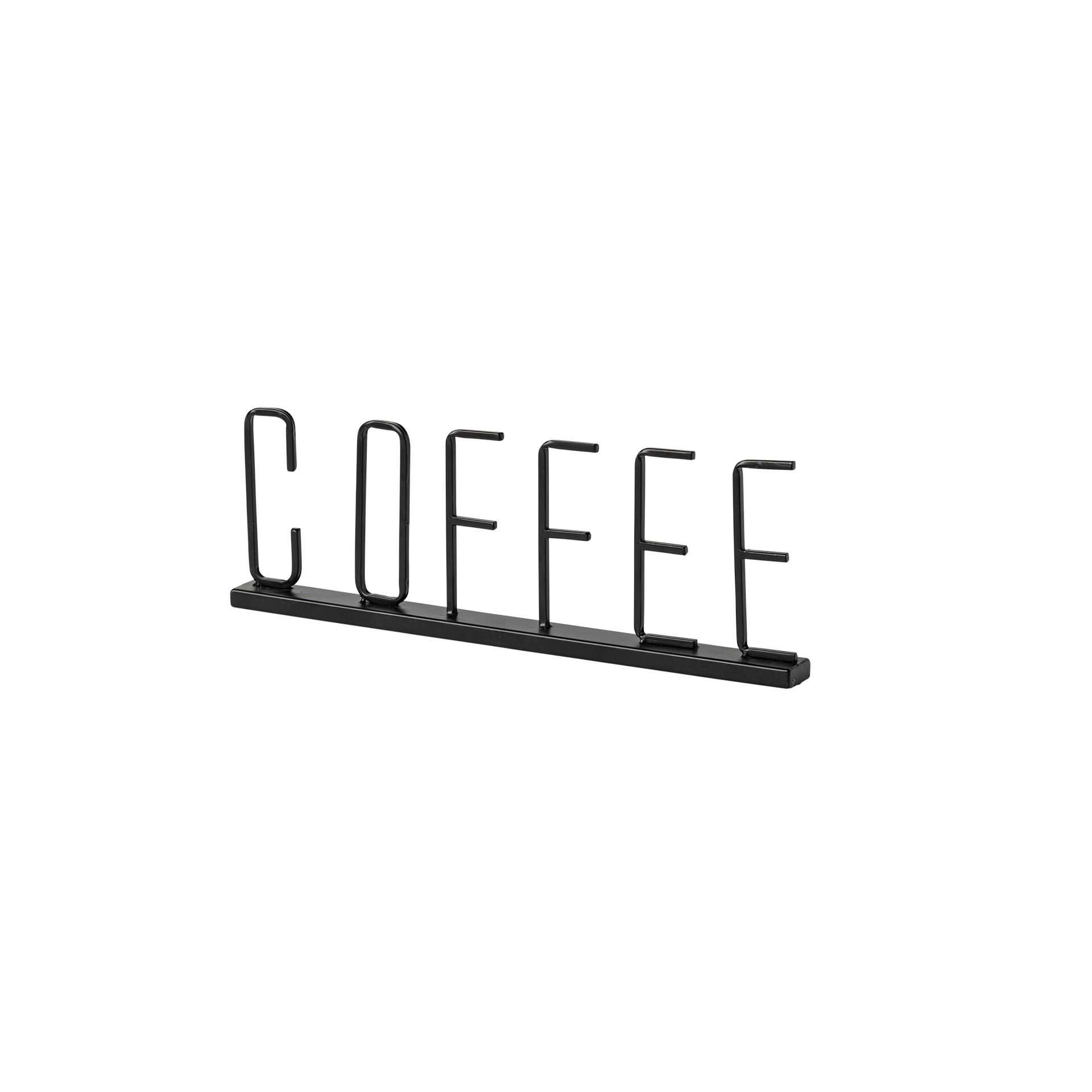 Coffee 15L x 1W Black Metal Sign, Decorative Object by Mercana, 15.16" length x 1.18" width x 5.31" height View 1
