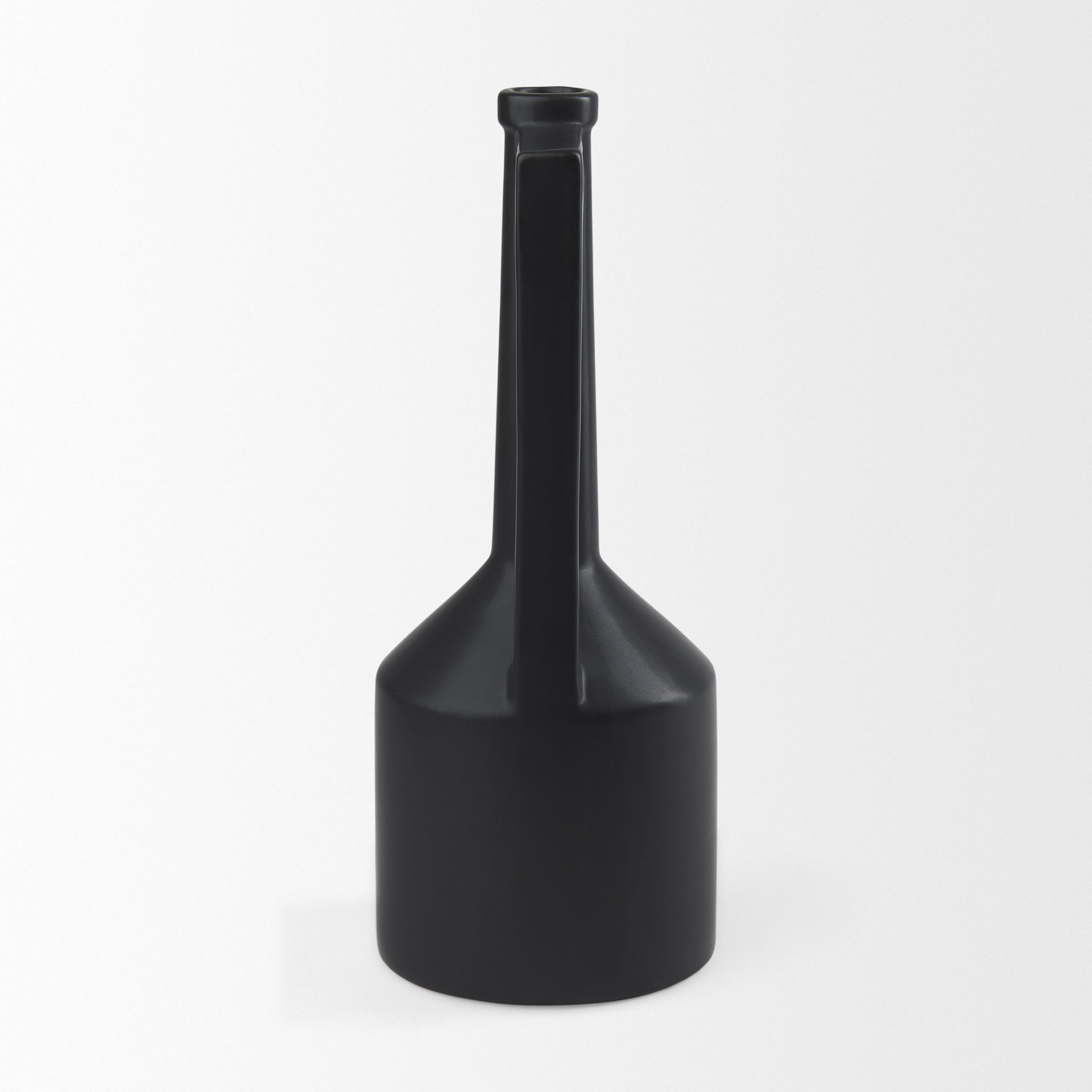 Burton 17.1H Large Matte Black Ceramic Jug Vase, Decorative Jar by Mercana, 6.1" length x 6.1" width x 15.55" height View 6