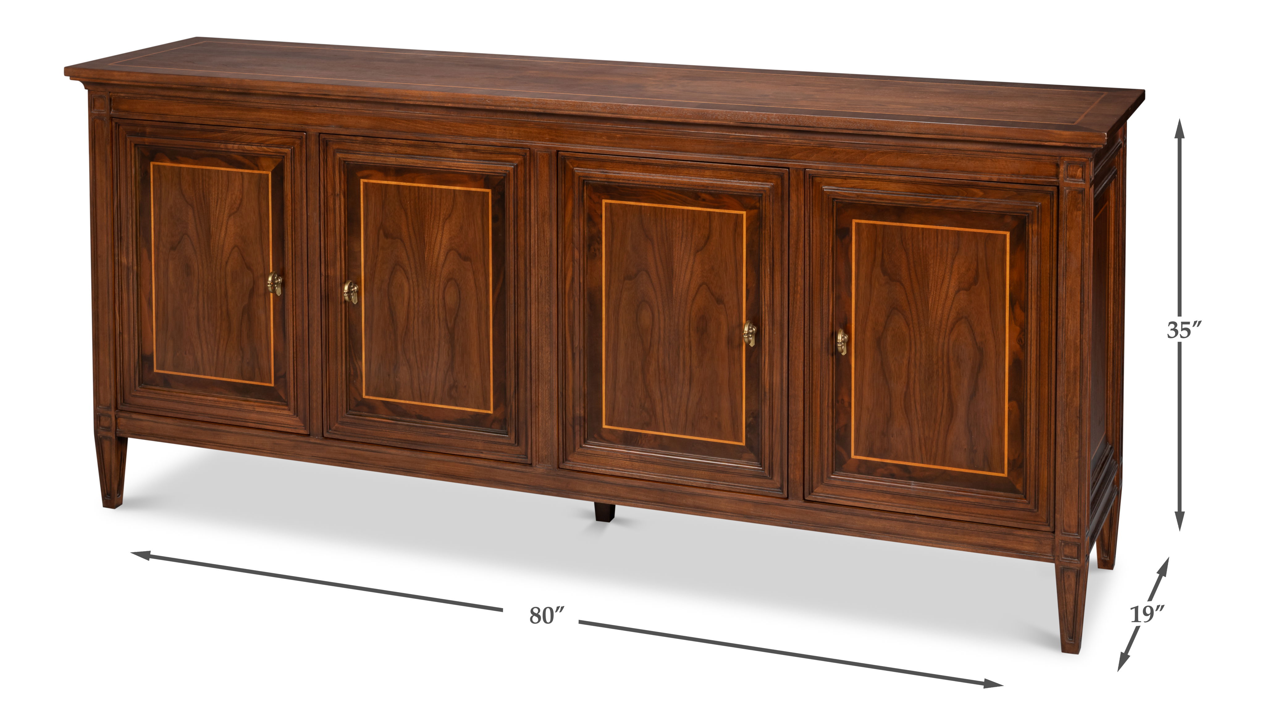 Beaufort Credenza, Cabinets & Sideboard by Sarreid, 80" length x 19" width x 35" height View 12