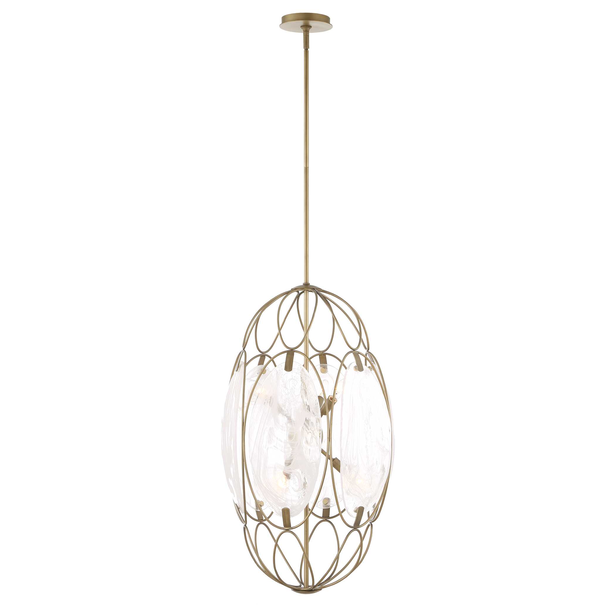 Valencia 6 Light Glass Panel Pendant, Ceiling Light by Uttermost, 31" height x 19" diameter View 7