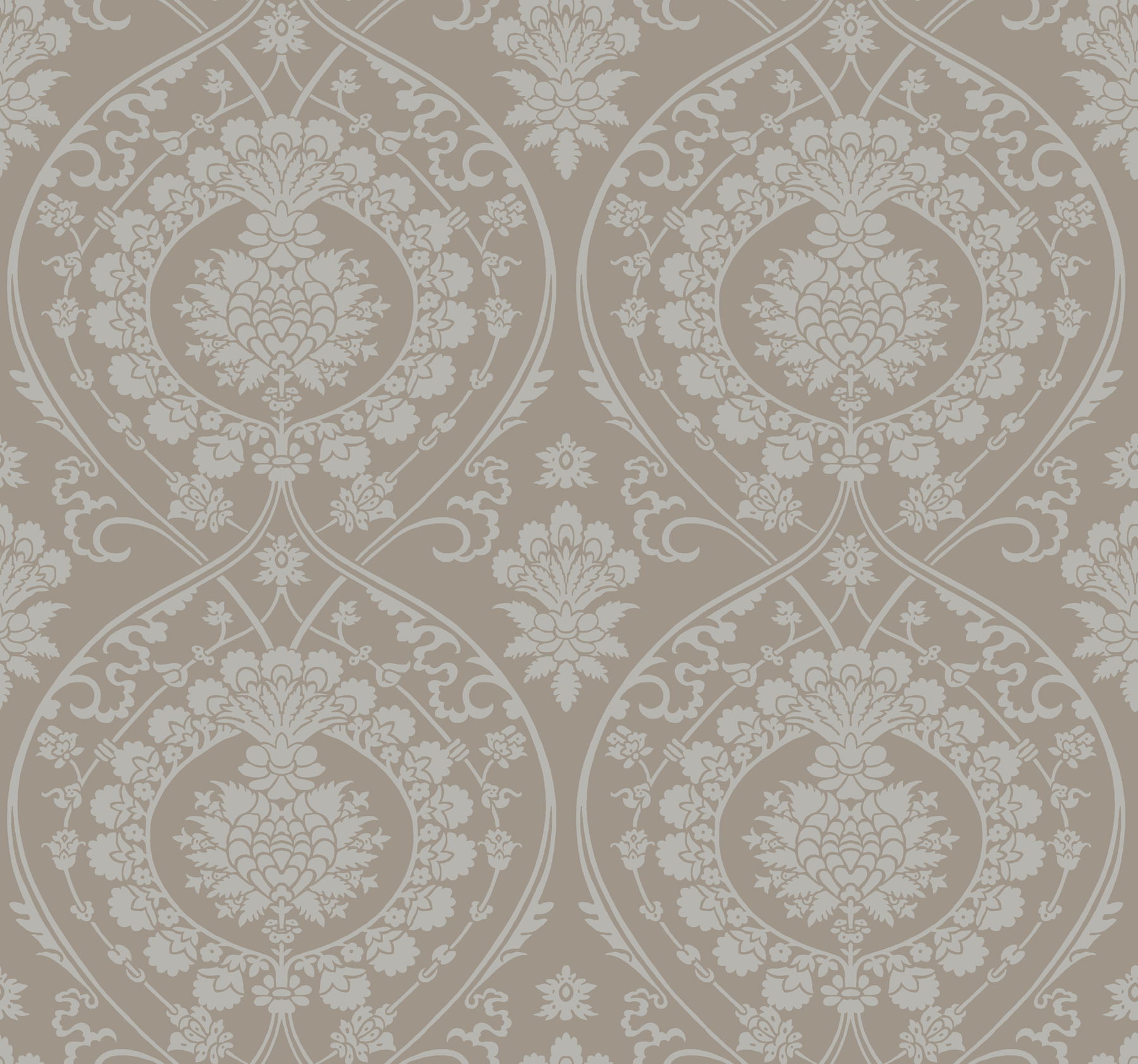 Imperial Damask Beige & Silver Wallpaper large image 