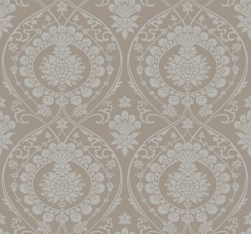 Imperial Damask Beige & Silver Wallpaper