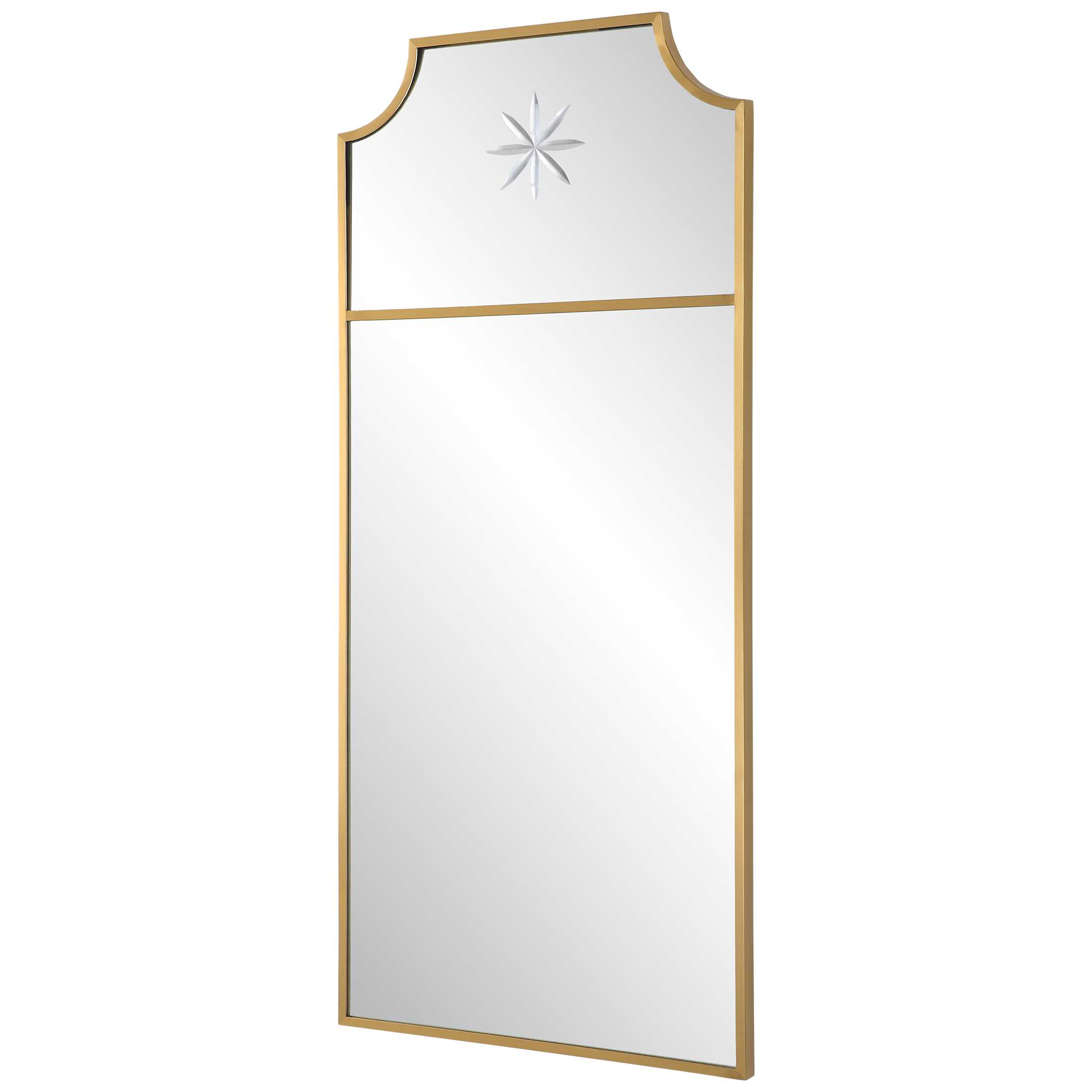 Caddington Tall Brass Mirror, by Uttermost, 18" width x 40" height x 1" depth View 4