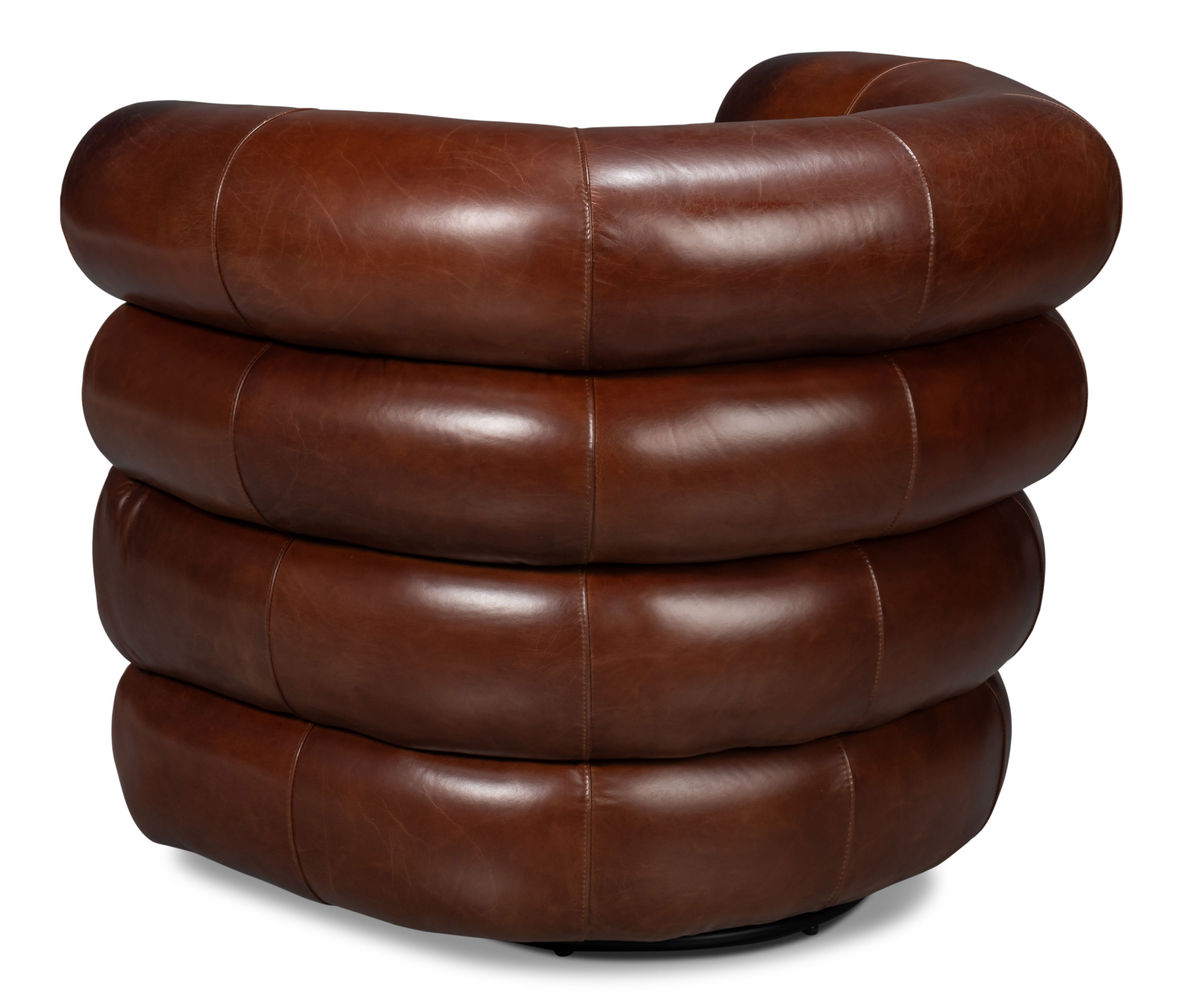 Rondo Leather Swivel Chair,Brown, Seating by Sarreid, 38" length x 31" width x 30" height View 11