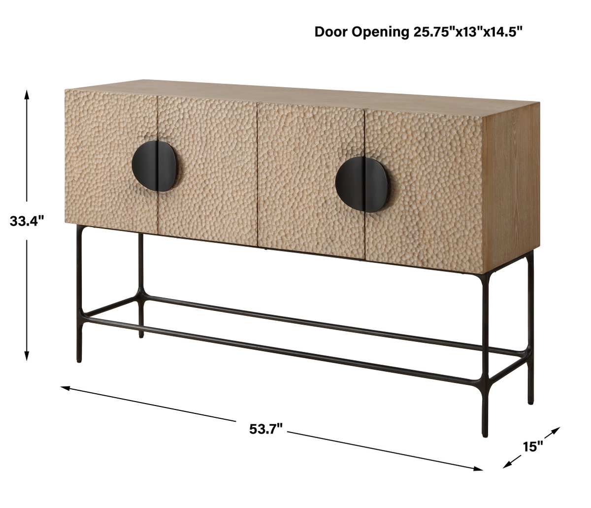 Lunar 4 Door Elm Wood Cabinet, Cabinets & Chest by Uttermost, 53.7" width x 33.4" height x 15" depth View 3