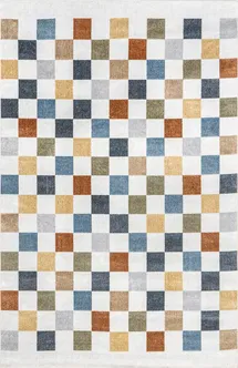 Online Designer Bedroom Carina Colorful Checkered Washable Rug