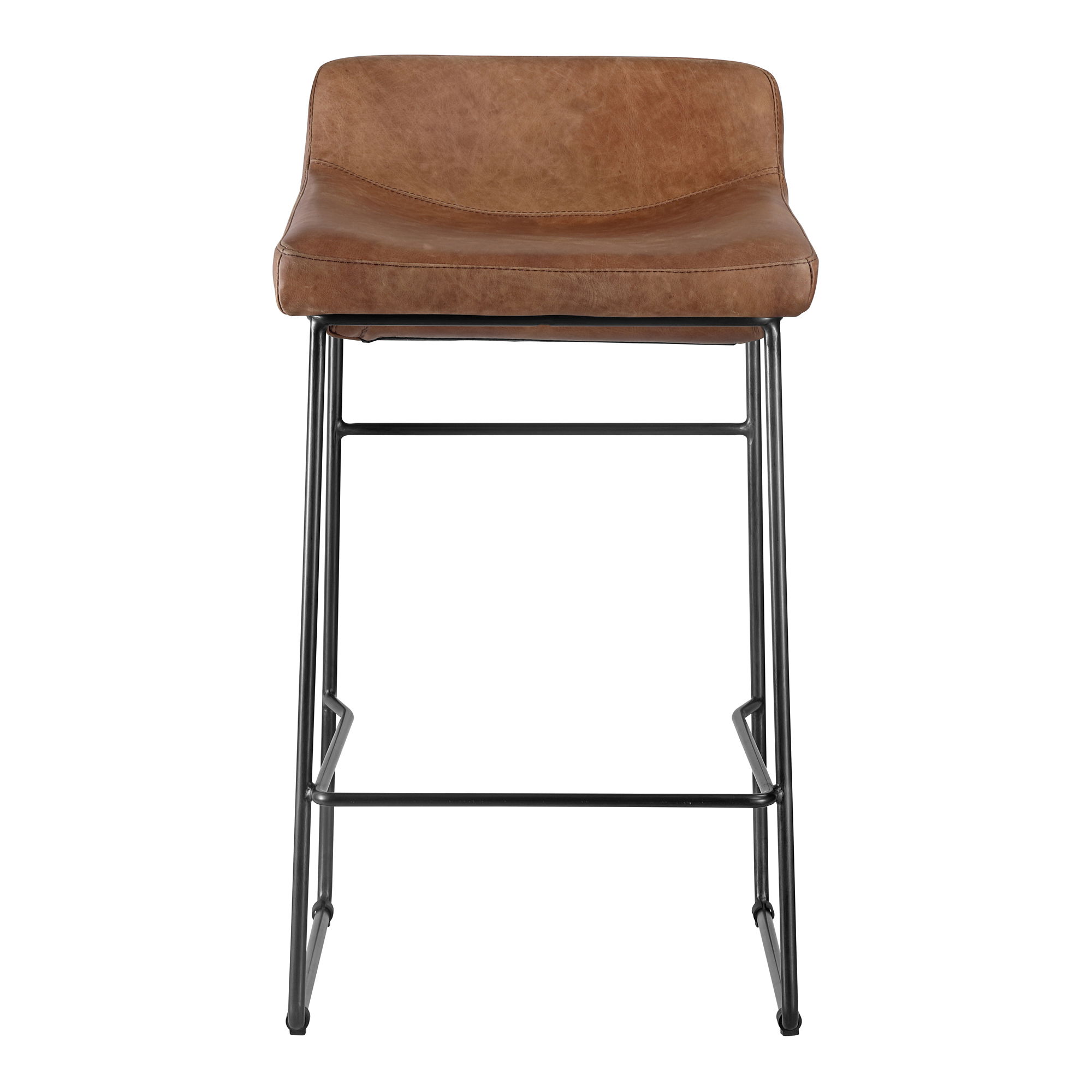 Starlet Counter Stool Open Road Brown Leather - Set Of Two, Counter & Bar Stool by Moe's Home, 17" width x 32" height x 20" depth View 4