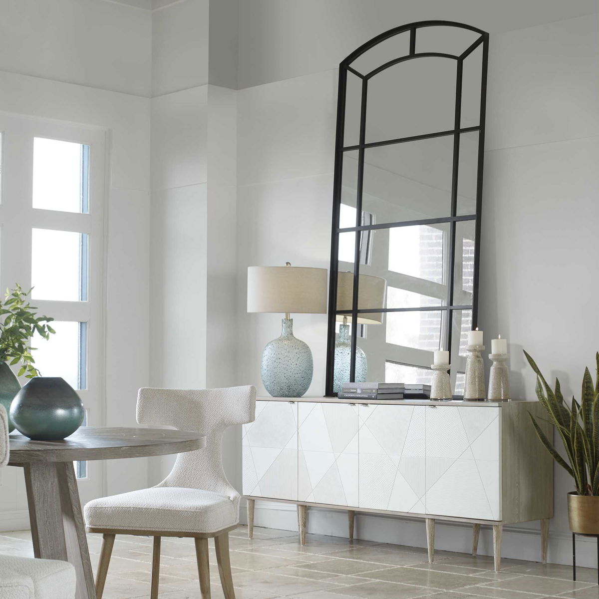 Camber Oversized Arch Mirror, by Uttermost, 42.12" width x 81.75" height x 1.62" depth View 8