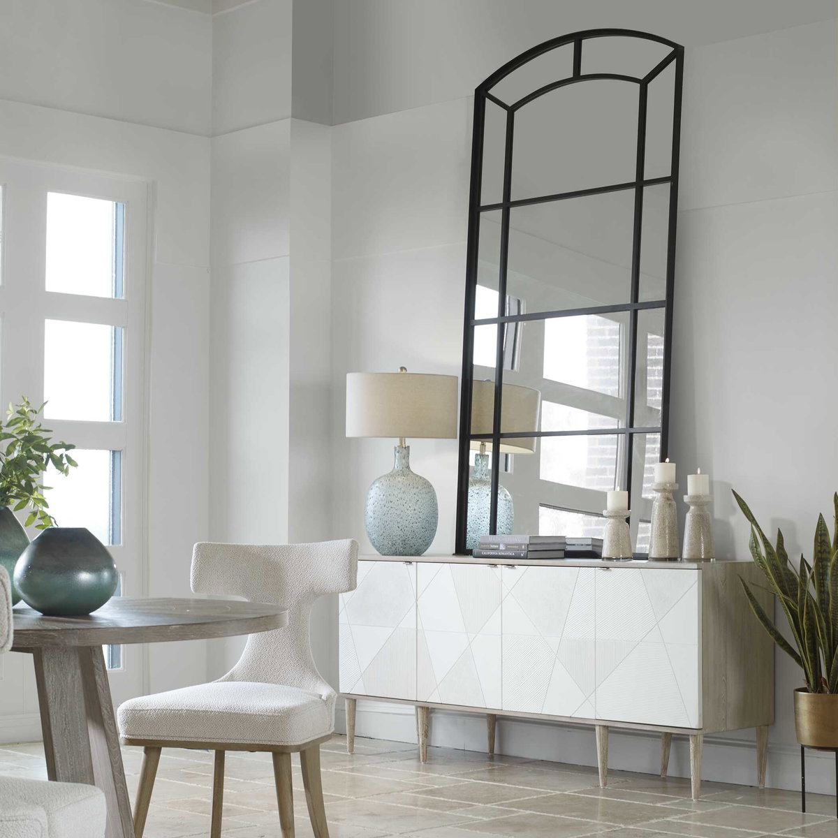 Camber Oversized Arch Mirror, by Uttermost, 42.12" width x 81.75" height x 1.62" depth View 8