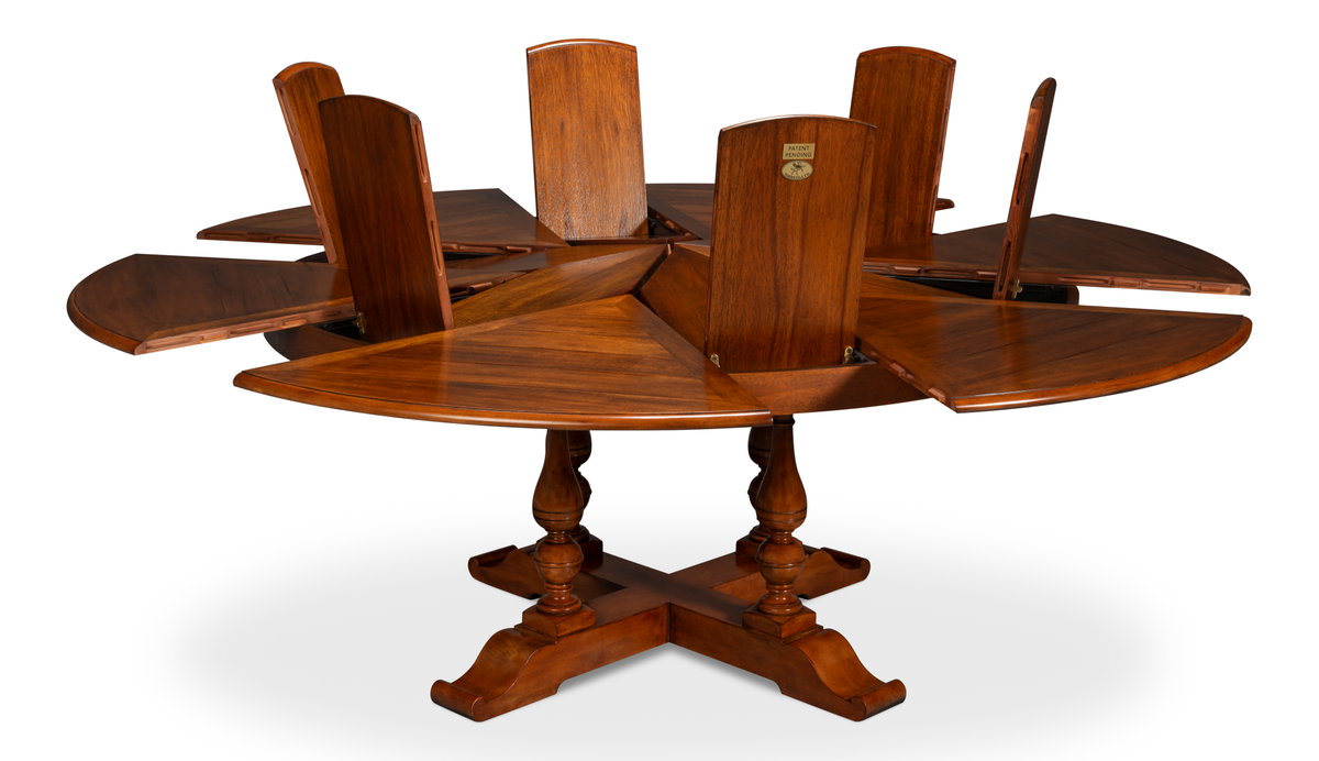 Walnut Jupe Dining Table  Ex-Large, by Sarreid, 6'8" length x 6'8" width x 2'6" height View 9