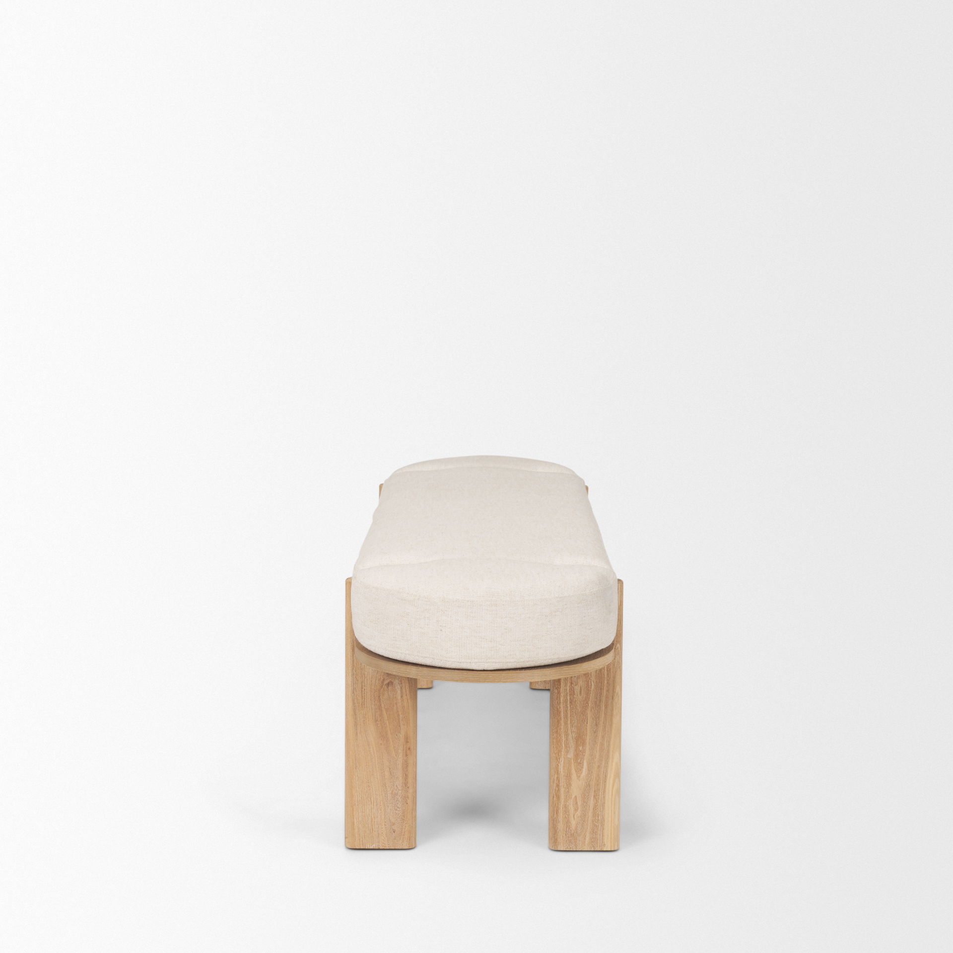 Sohan Light Brown Elm Wood with Oatmeal Fabric Bench large image 