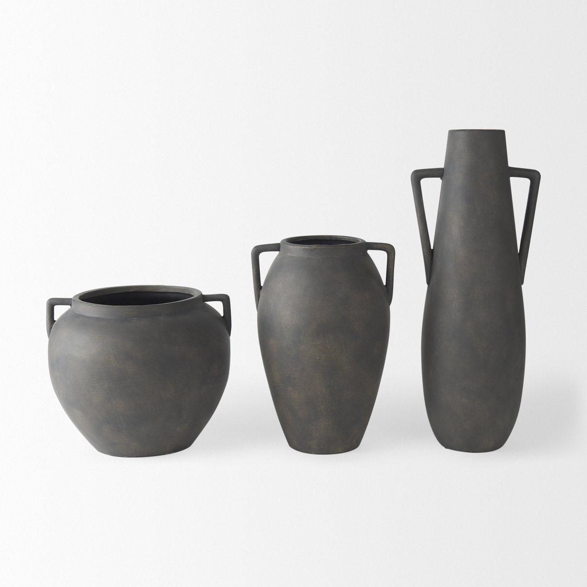 Kilian Tall Matte Brown-Gray Double Ear Vase, by Mercana, 5.91" length x 5.71" width x 16.93" height View 10