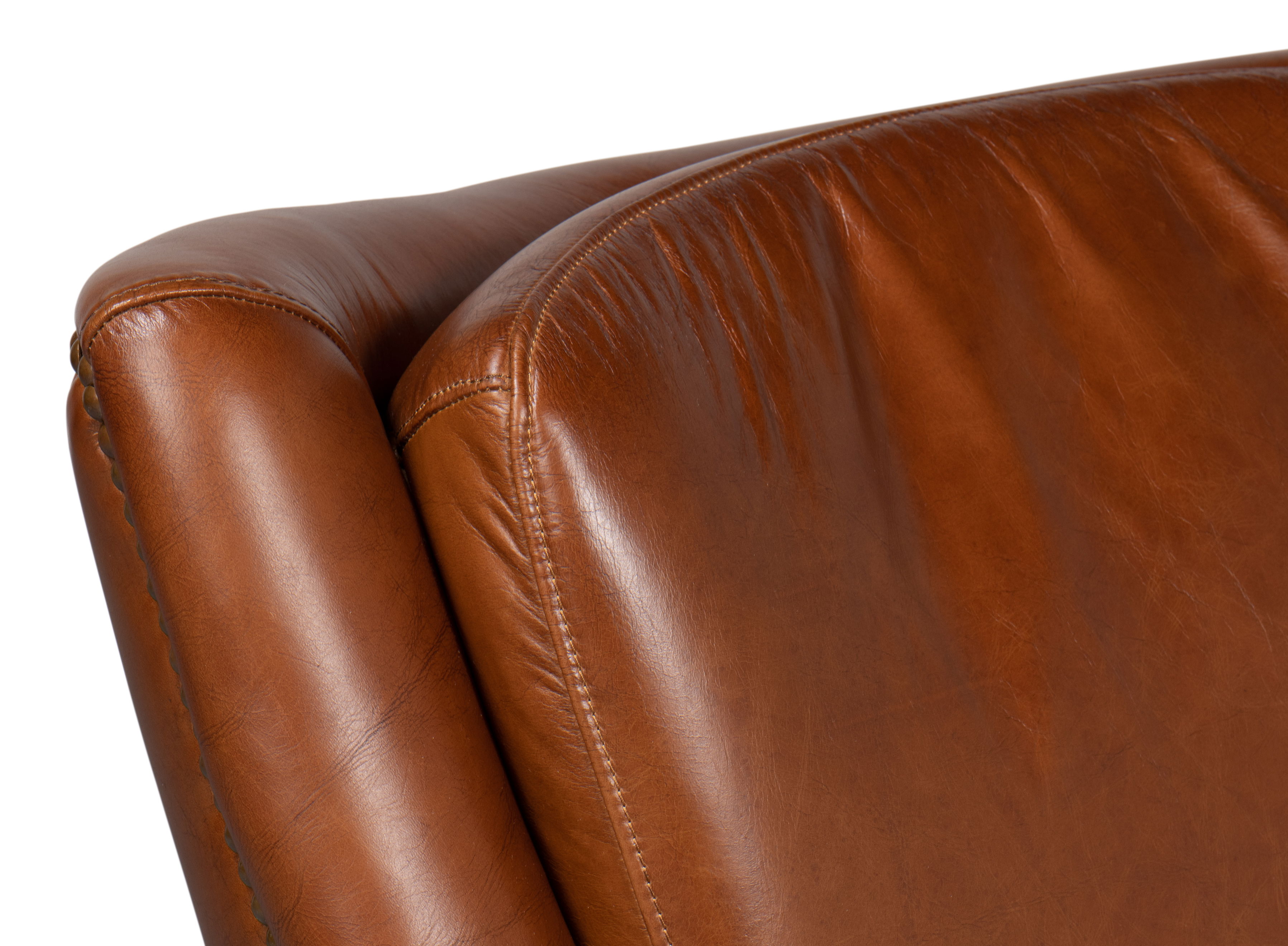 Baker Leather Swivel Chair,Havana Lthr, Seating by Sarreid, 31" length x 38" width x 38" height View 4
