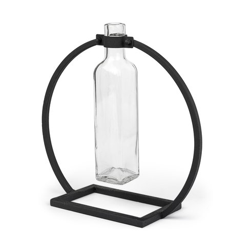Monica II Tall Black Metal Glass Bottle Vase
