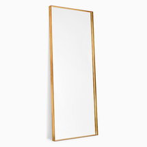 Online Designer Hallway/Entry Deep Framed Metal Floor Mirror, Antique Brass, 30x72in