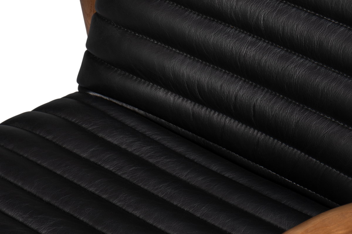 Singletary Leather Chair  Onyx Black, by Sarreid, 2'4" length x 2'3" width x 2'8" height View 6