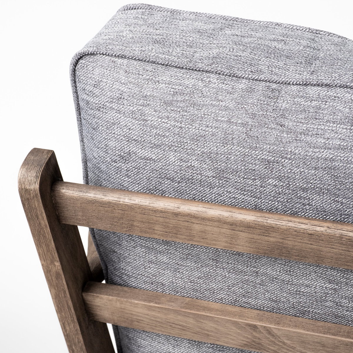 Olympus V Castlerock Grey Fabric Wrapped Brown Wooden Frame Accent Chair, by Mercana, 28" length x 31" width x 32" height View 9