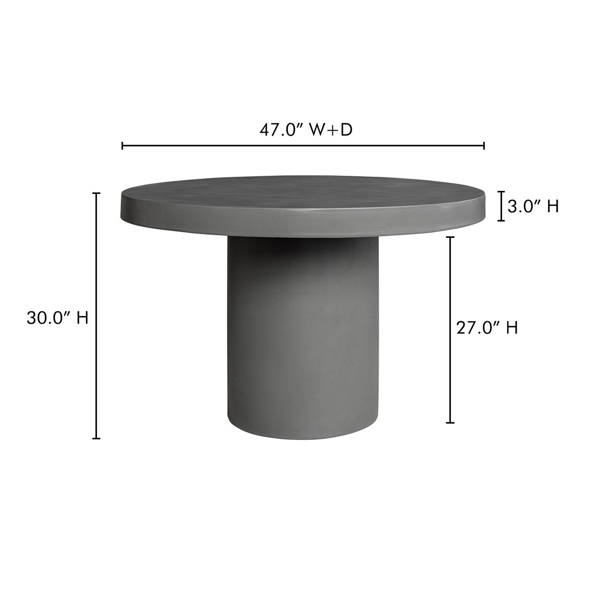 Cassius Outdoor Dining Table Grey, Outdoor Table by Moe's Home, 3'11.25" width x 2'6.25" height x 3'11.25" depth View 6