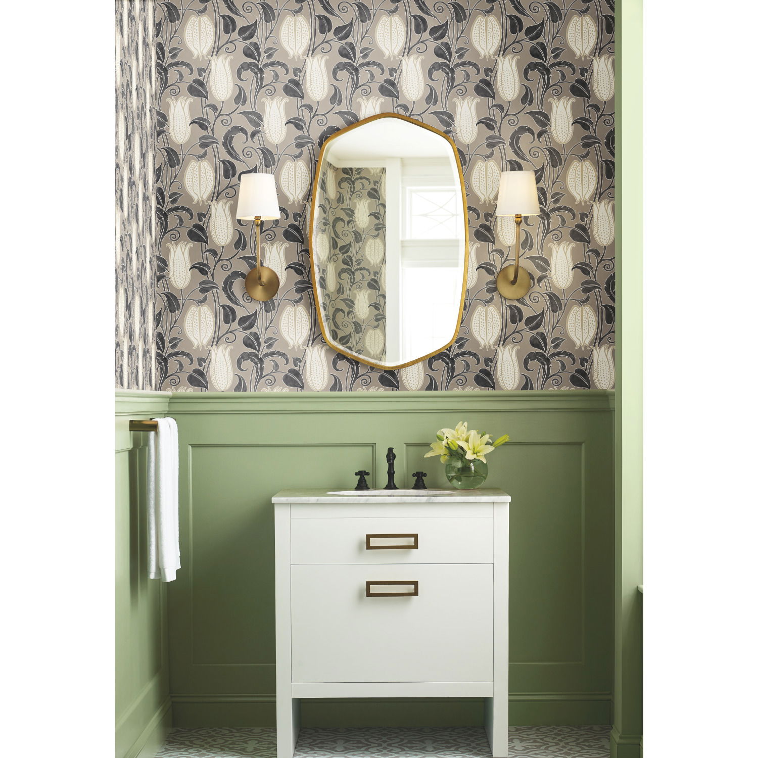 Canterbury Bells Taupe Wallpaper large image 