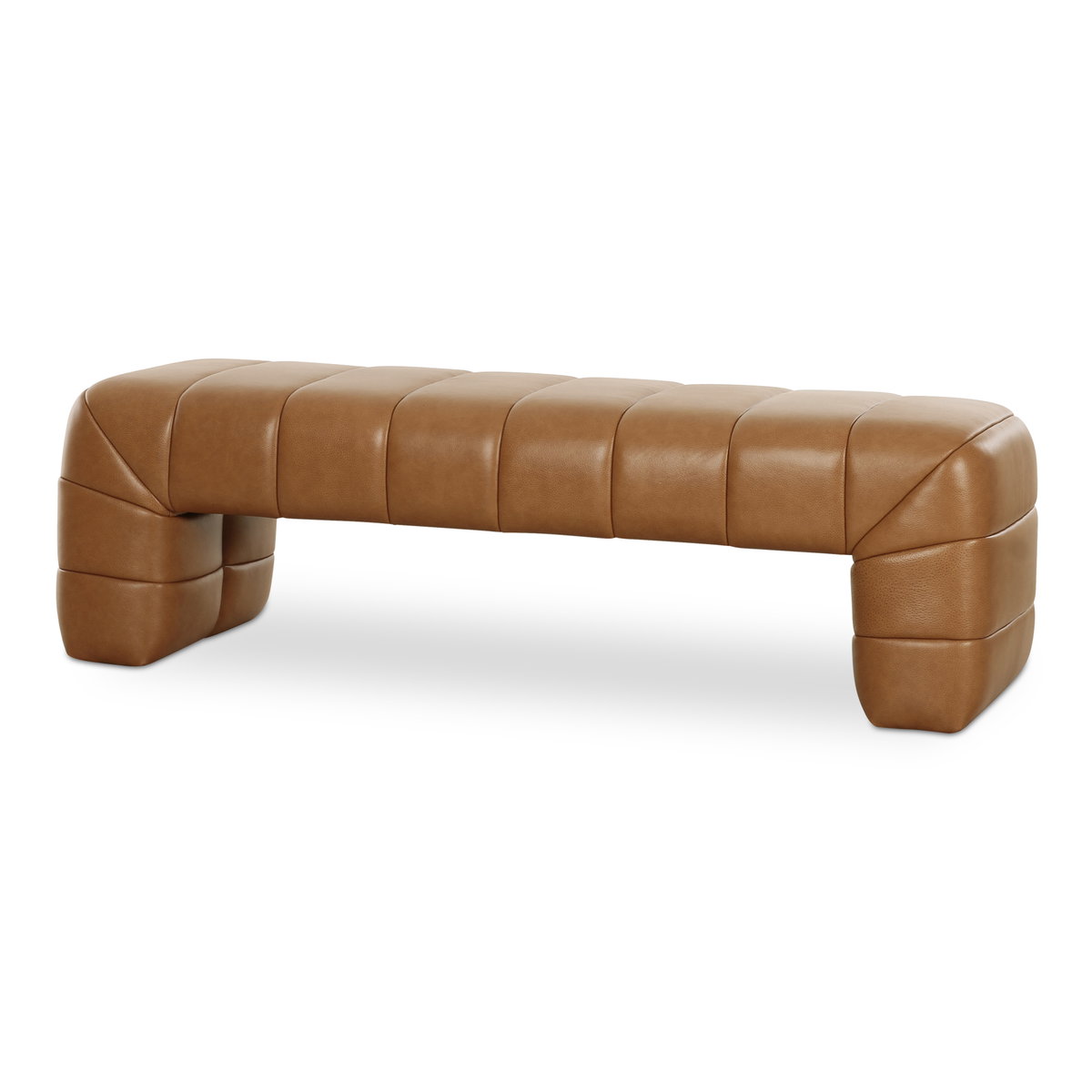 Verity Bench Tan Leather, Benche by Moe's Home, 60" width x 18" height x 20" depth View 2
