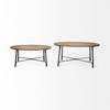 Helios (Set of 2) Brown Solid Wood Top Black Metal Base Nesting Coffee Tables, by Mercana, 41" length x 41" width x 18" height thumbnail 4