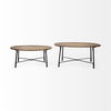 Helios (Set of 2) Brown Solid Wood Top Black Metal Base Nesting Coffee Tables, by Mercana, 41" length x 41" width x 18" height thumbnail 4