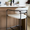 Parker Backless 36in Seat Counter Stool | Beige Fabric with Grey Metal, Counter & Bar Stool by Mercana, 19" length x 19.75" width x 36" height thumbnail 4