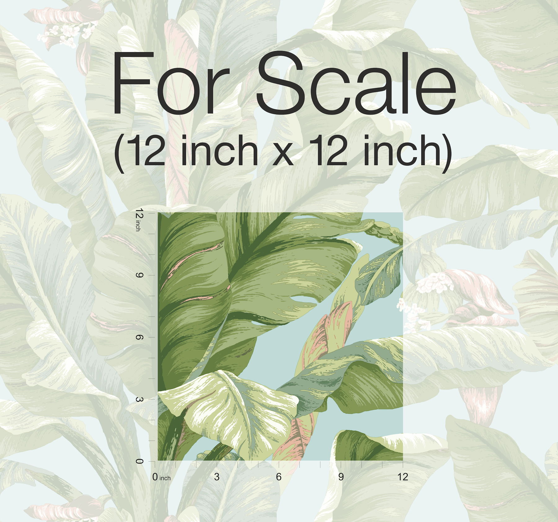 Banana Leaf Blue & Green Peel & Stick Wallpaper large image 