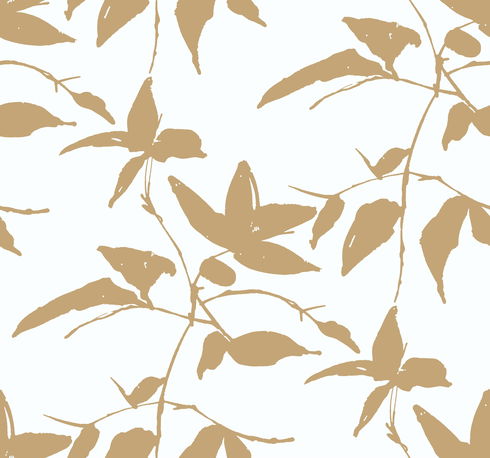Persimmon Leaf Gold & White Wallpaper
