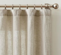 Online Designer Home/Small Office Belgian Flx Linen Unlined Curtain, 100 x 84" Dark Flax