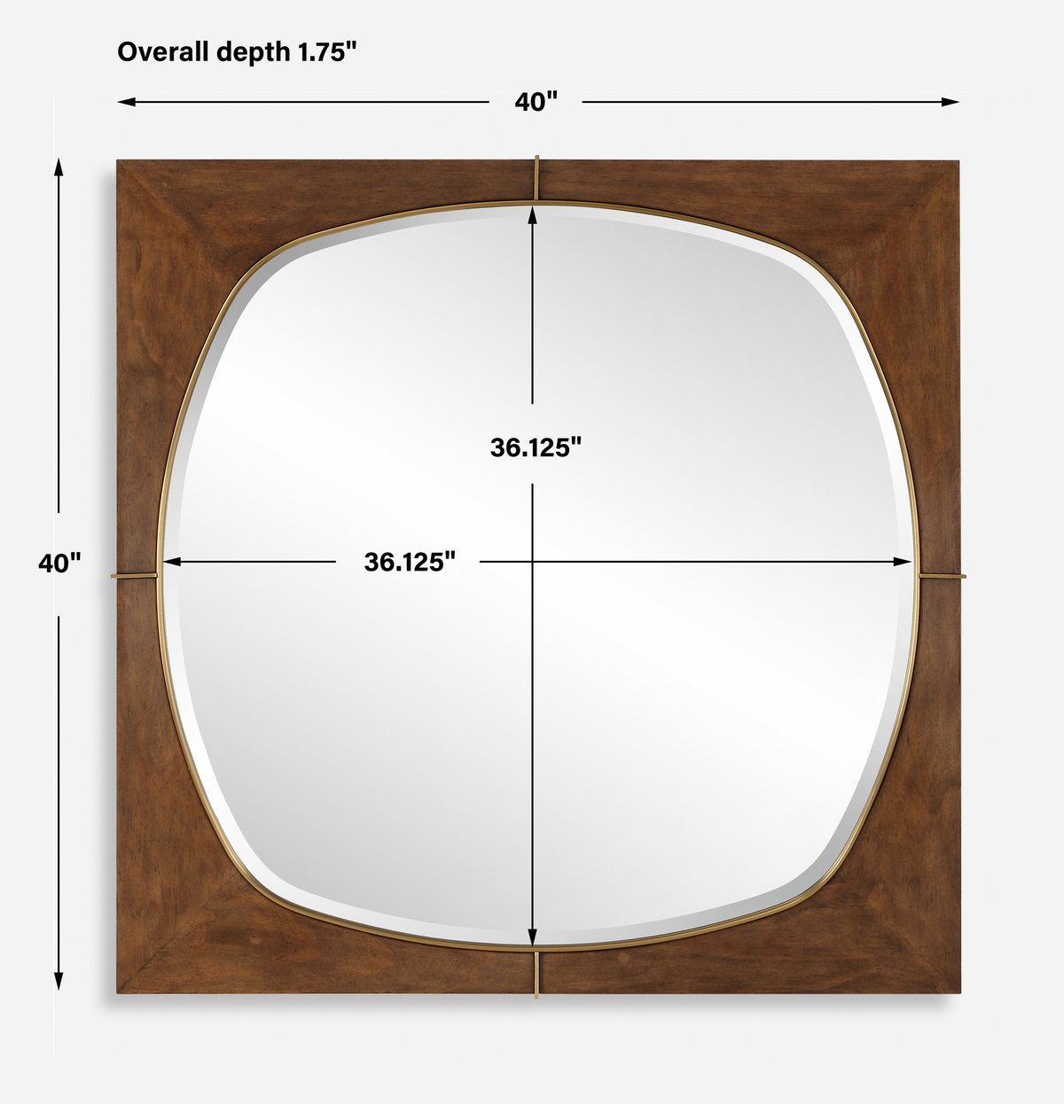 Garonne Square Walnut Mirror, by Uttermost, 40" width x 40" height x 1.75" depth View 3