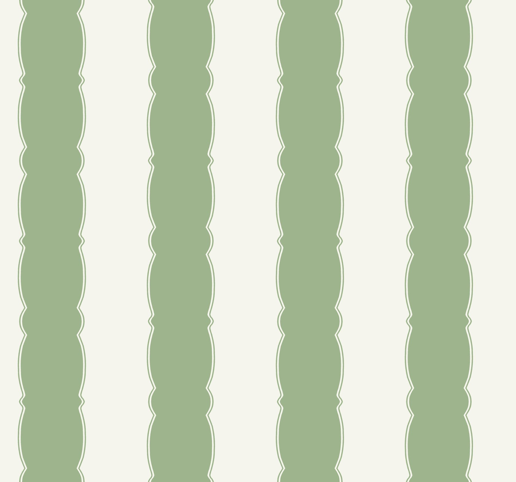Scalloped Stripe Green Wallpaper, by York Wall, 27' length x 2'3" width x 0.02" depth View 1
