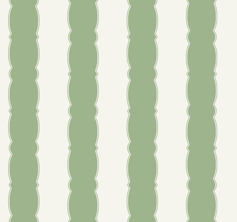 Scalloped Stripe Green Wallpaper