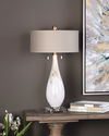 Cardoni White Glass Table Lamp, by Uttermost, 18" width x 32" height x 18" depth thumbnail 4