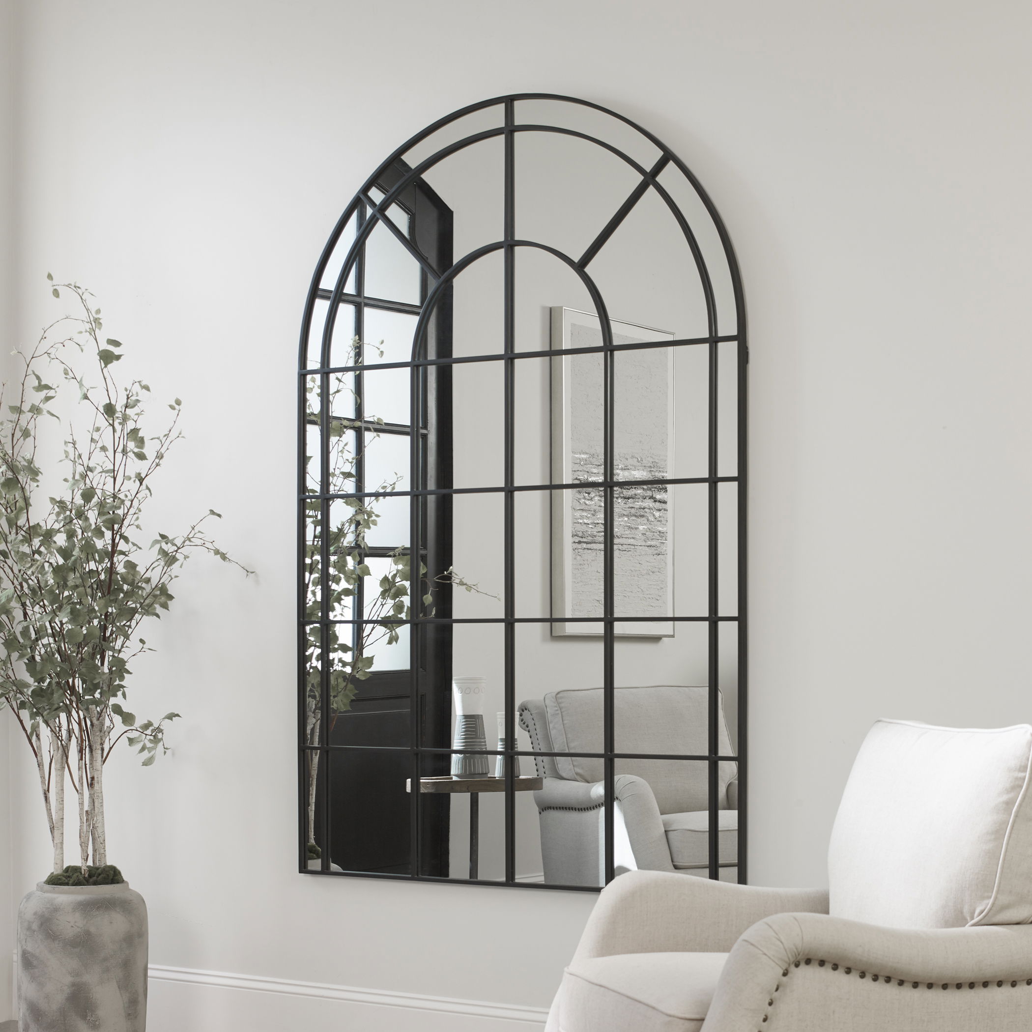 Grantola Black Arch Iron Mirror large image 