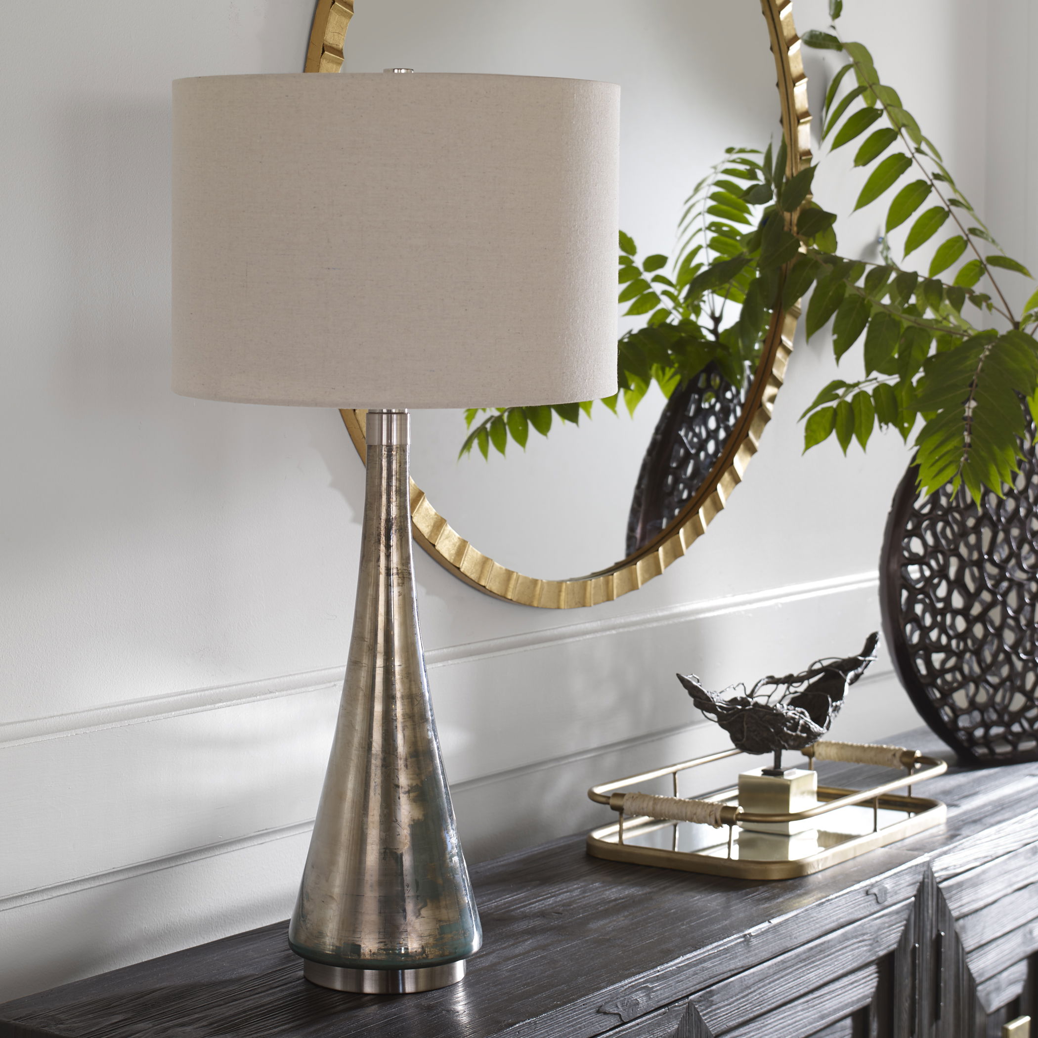 Contour Metallic Glass Table Lamp large image 