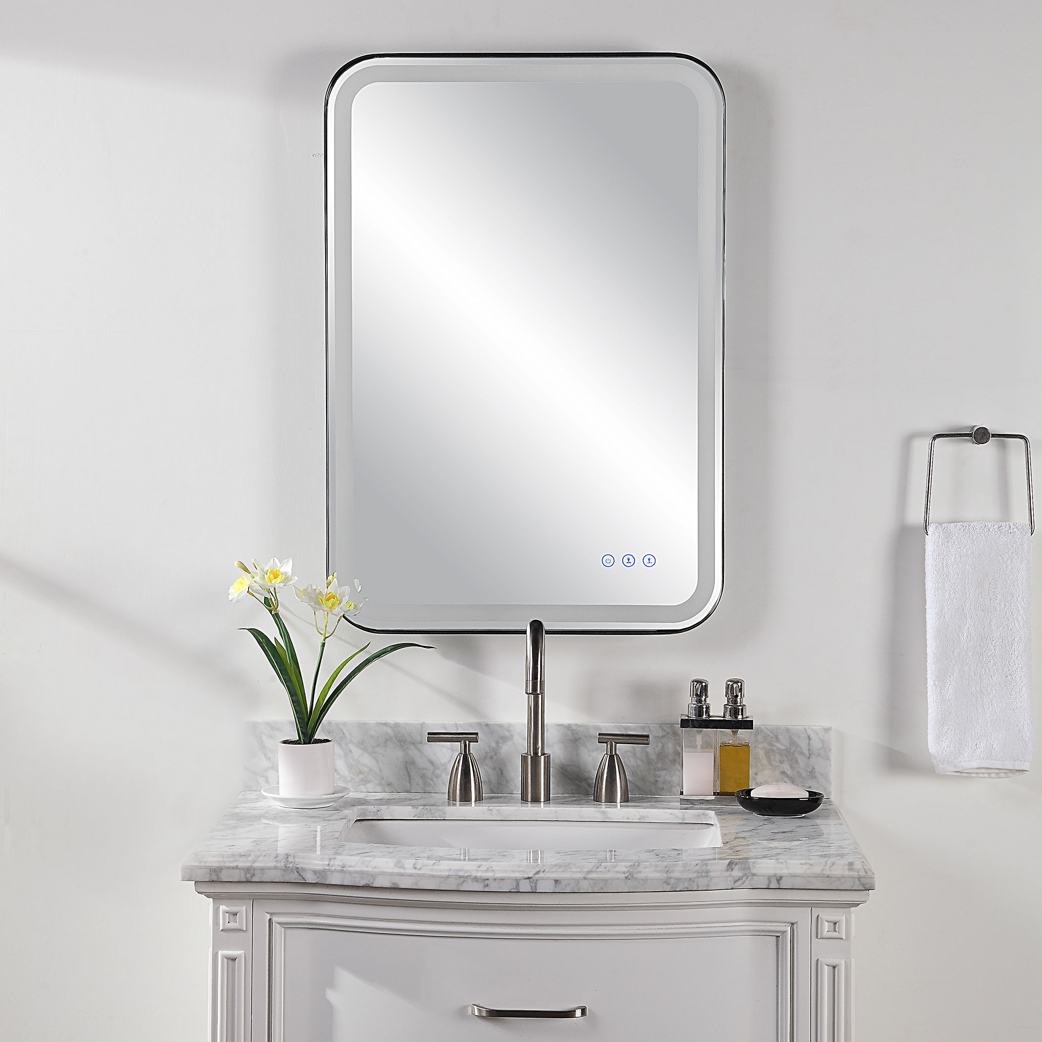 Crofton Lighted Black Vanity Mirror large image 