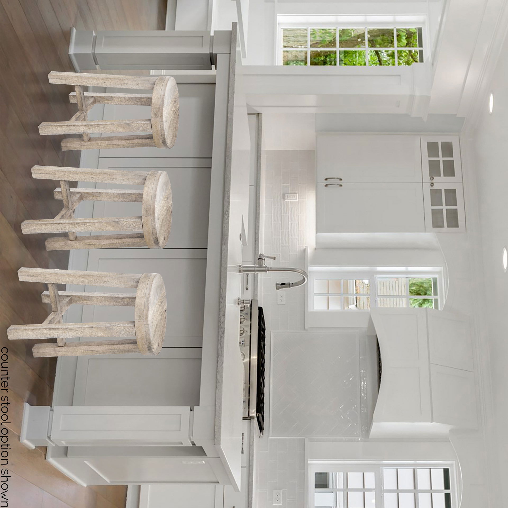 Brahma 30' Total Height White Washed Wood Stool large image 