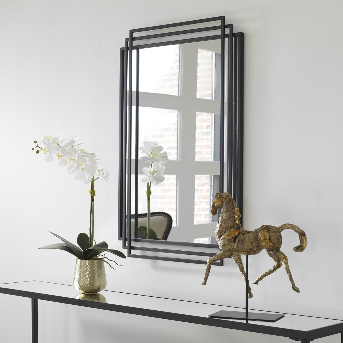 Amherst Black Iron Mirror, by Uttermost, 23.75" width x 36.5" height x 1.5" depth View 2