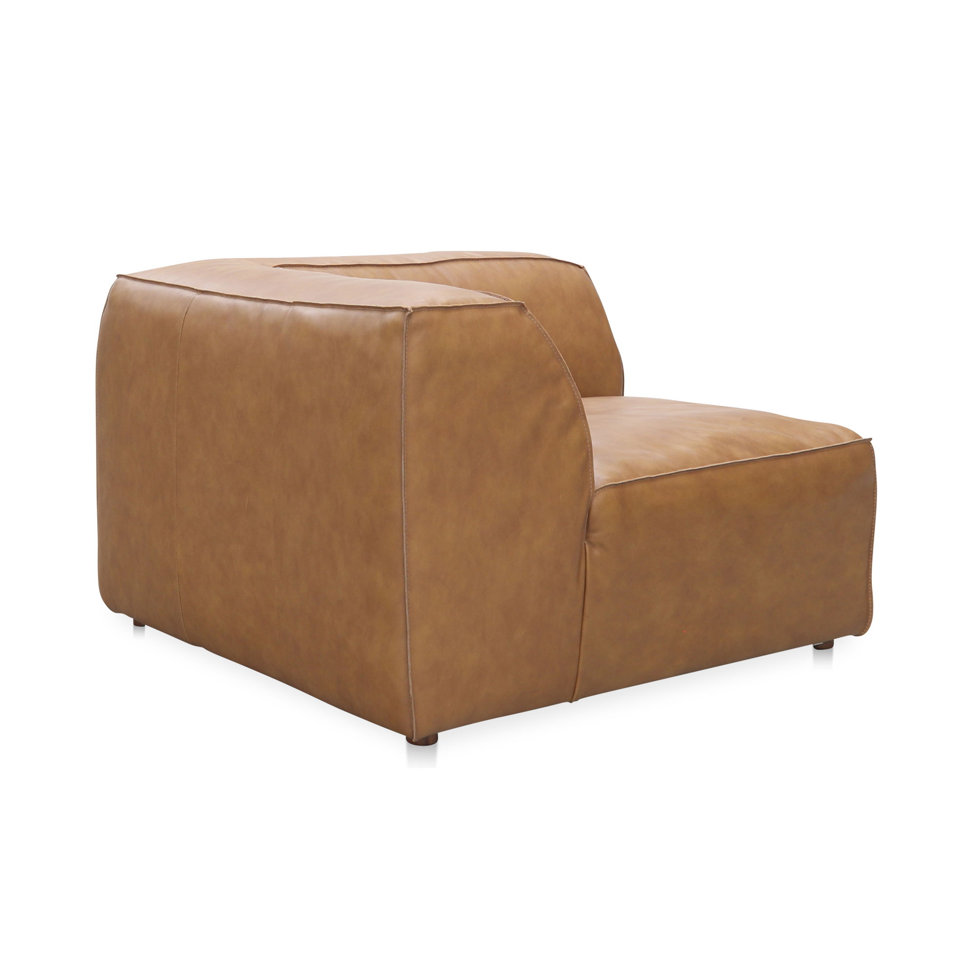 Form Corner Chair Sonoran Tan Leather, Sectional Sofa by Moe's Home, 40.5" width x 26" height x 40.5" depth View 2