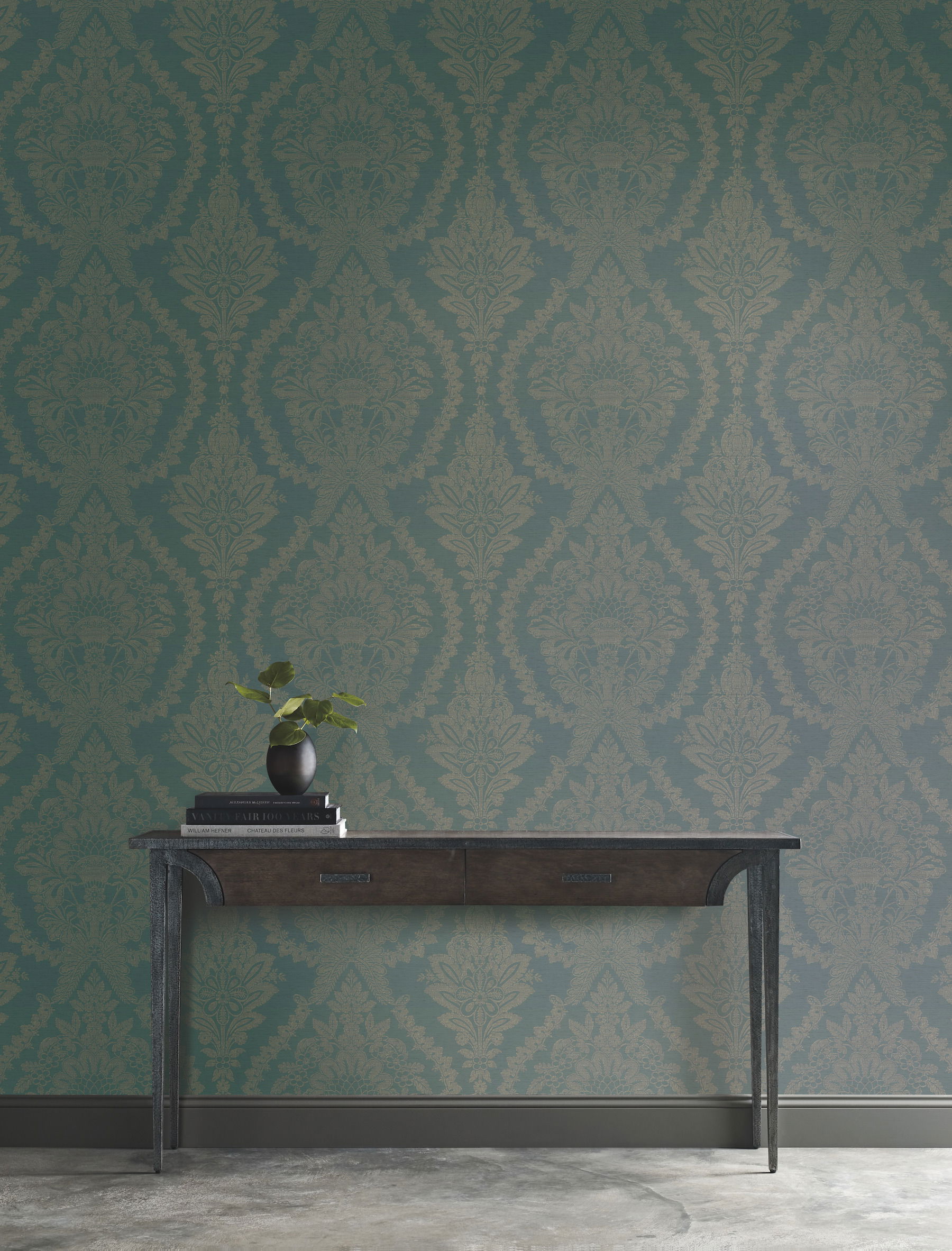 Heritage Damask Blue Wallpaper large image 