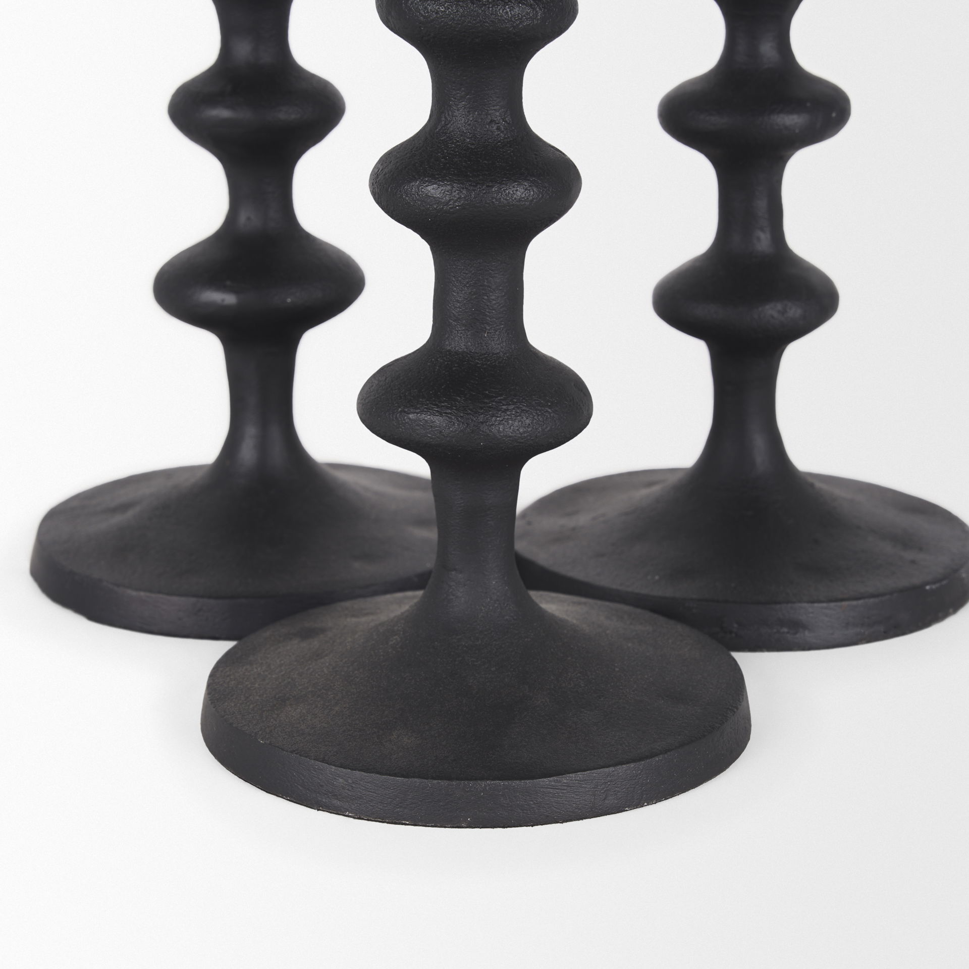 Paolo Matte Black Metal Candle Holder (Set of 3), Candles & Candle Holder by Mercana, 5" length x 5" width x 20" height View 8