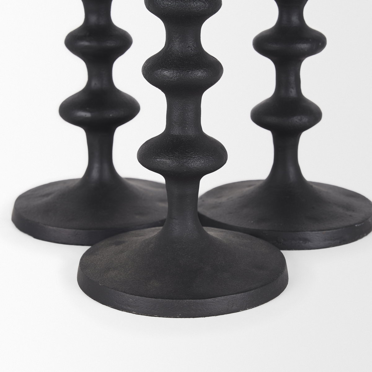 Paolo Matte Black Metal Candle Holder (Set of 3), Candles & Candle Holder by Mercana, 5" length x 5" width x 20" height View 8