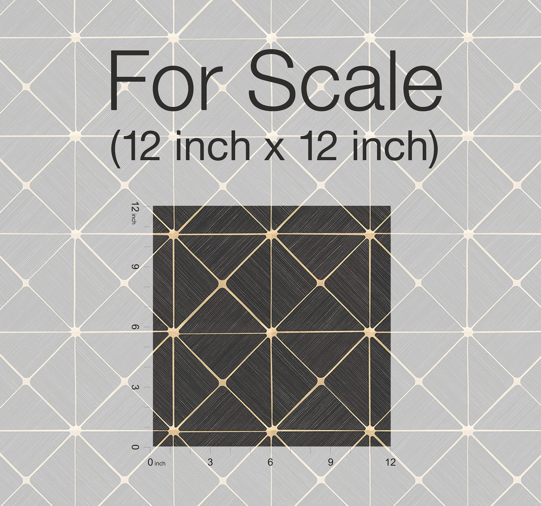 Double Diamonds Black Peel & Stick Wallpaper, by York Wall, 20' length x 2'3" width x 0.02" depth View 5