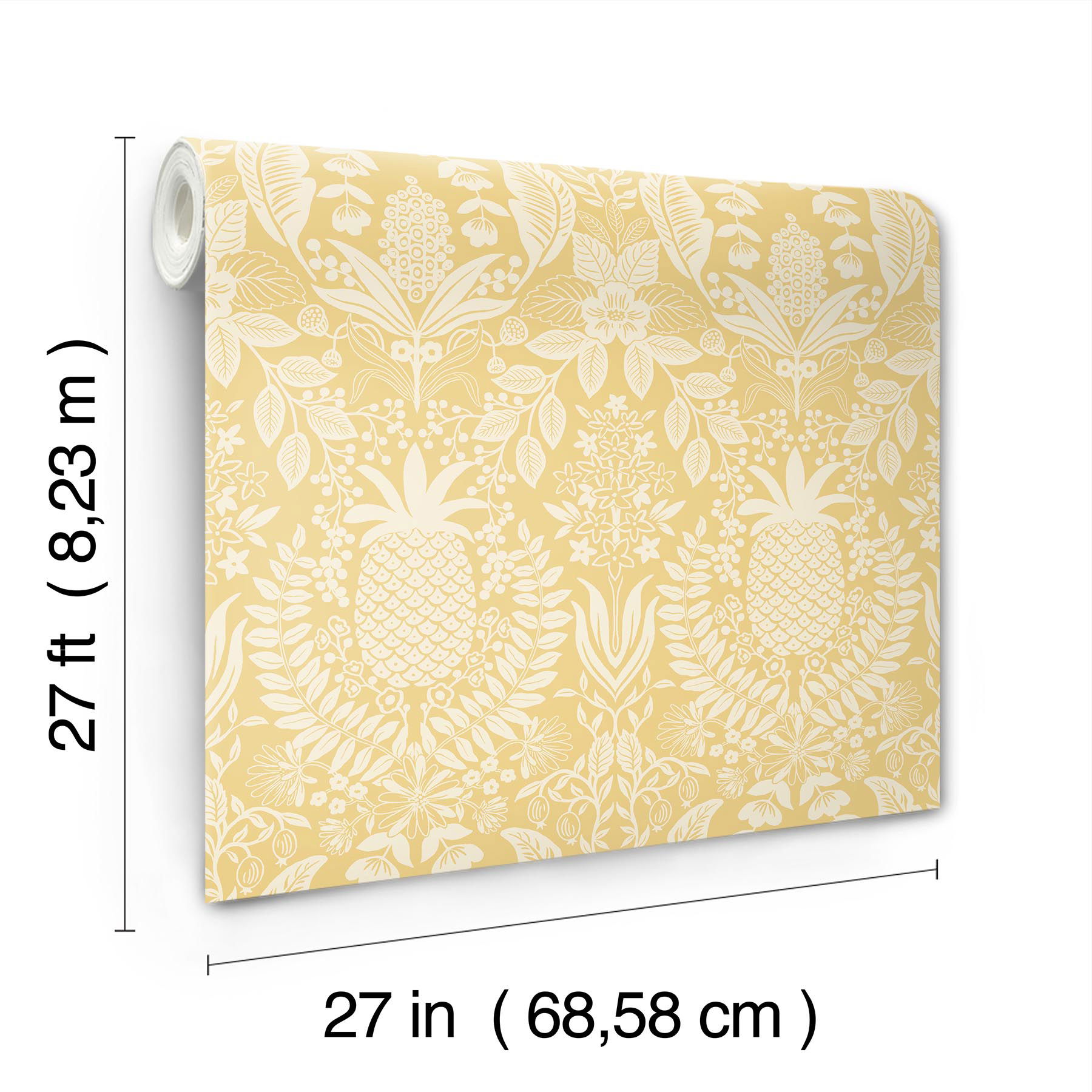 Pineapple Damask Yellow Wallpaper large image 