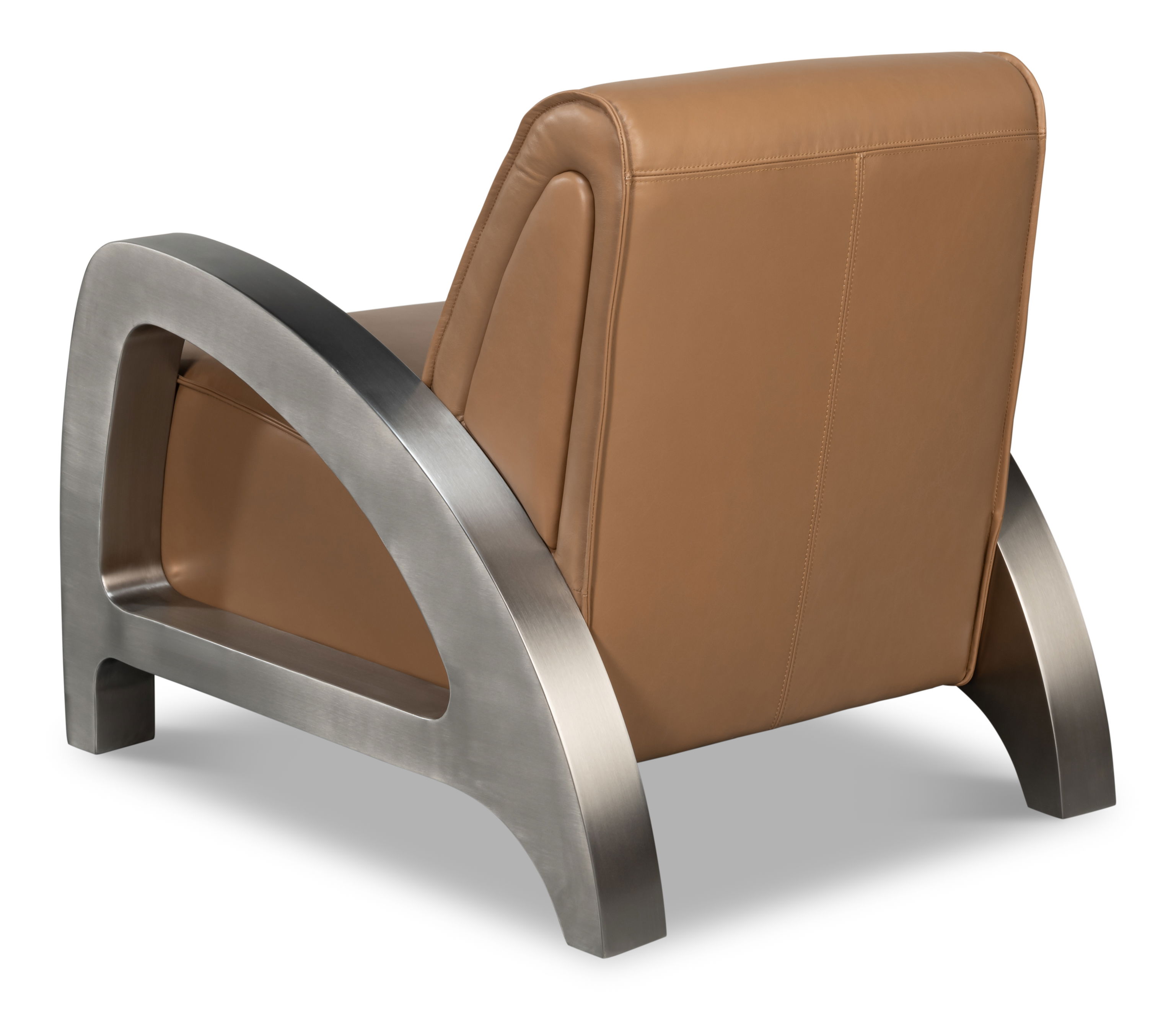 Carlisle Armchair, Caramel Brown Leather, Seating by Sarreid, 29" length x 37" width x 30" height View 11