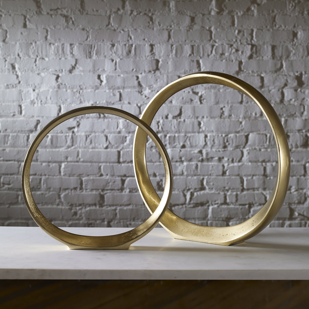 Jimena Gold Ring Sculptures Set/2, Figurines & Statue by Uttermost, 14.25" width x 14" height x 2" depth View 5