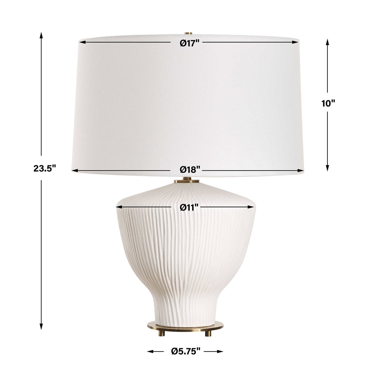 Maisie White Table Lamp, by Uttermost, 18" width x 23.5" height x 18" depth View 3