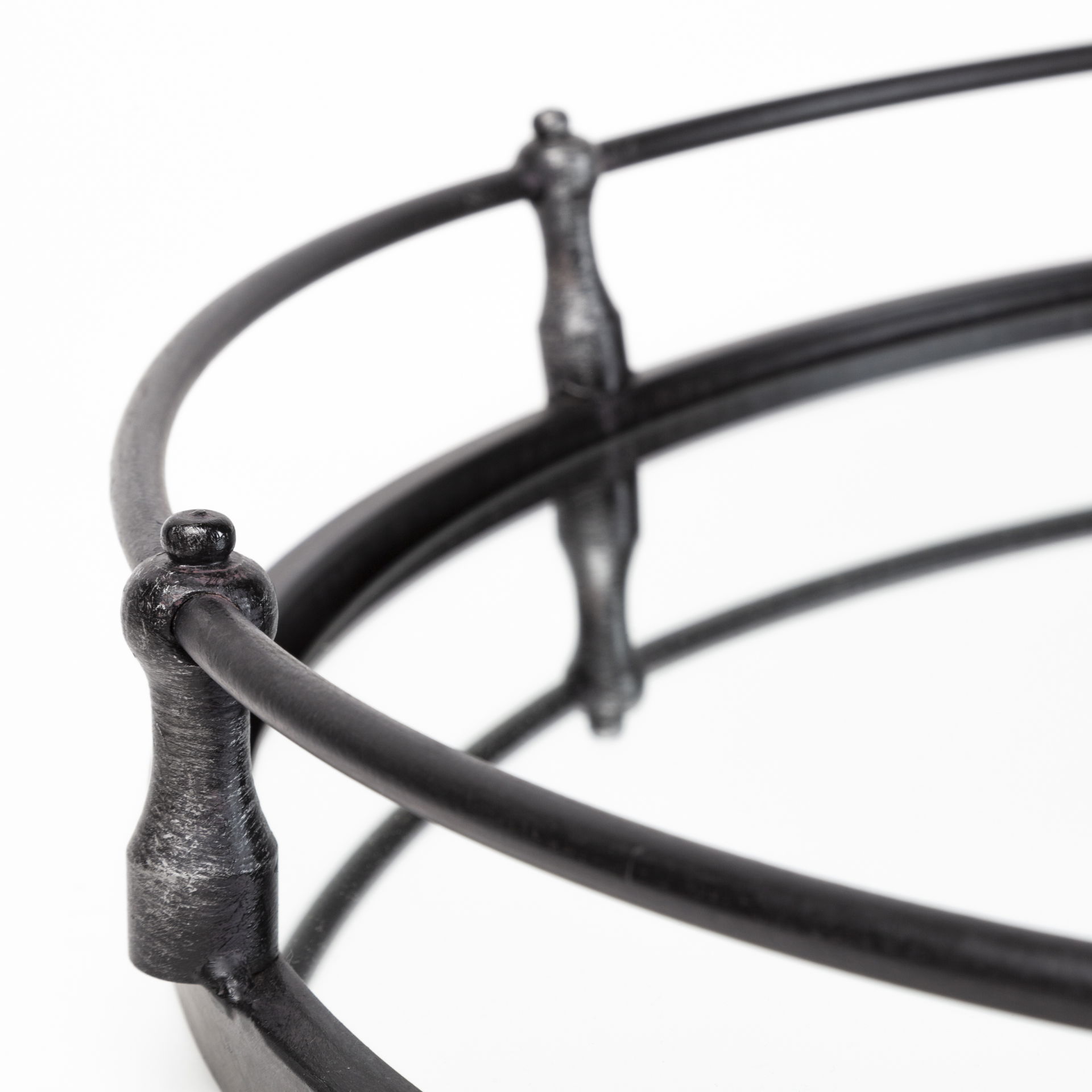 Kimbel 24L x 24W Black Metal Mirrored Base Round Tray, Decorative Tray by Mercana, 24" length x 24.02" width x 5" height View 6