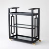 Grid Block Bar CartBlack Lacquer with Shiny Bras, Decor by Global Views, 36" length x 16" width x 42" height thumbnail 1